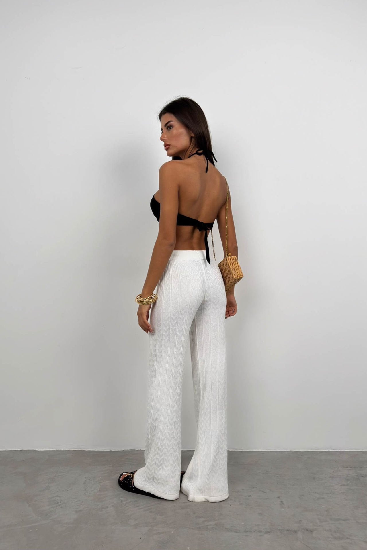 Weiße gehäkelte Sommerhose Elegant Frauen