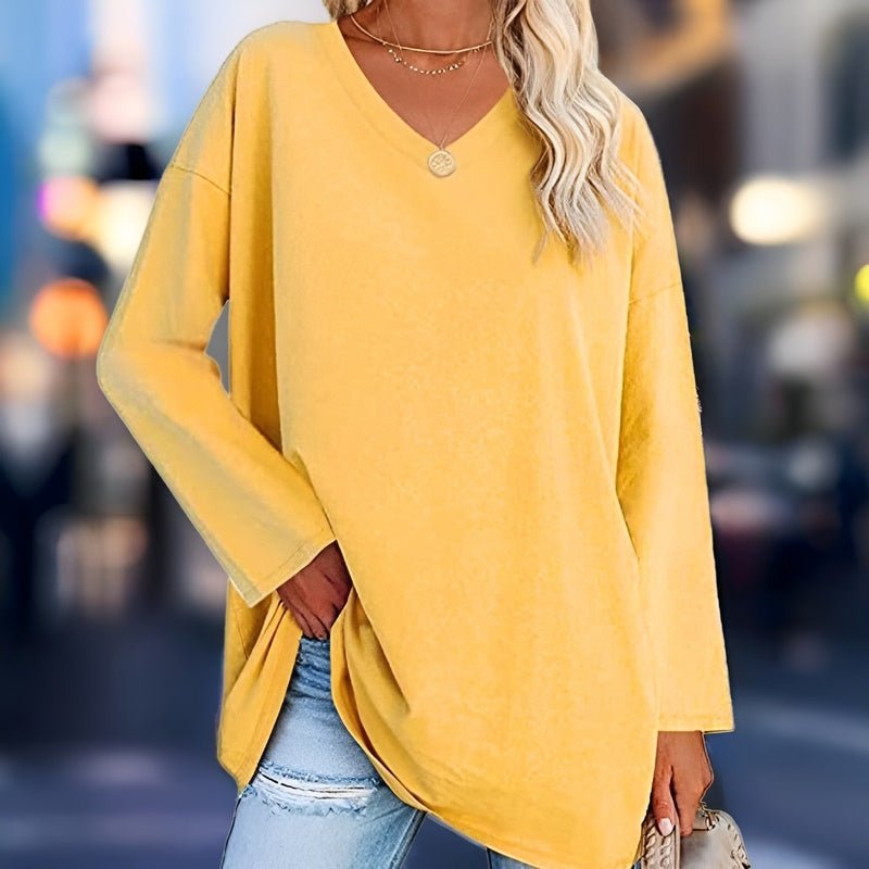 Trendiges Langarmshirt V-Ausschnitt Komfort Fit - BerlinGlamour