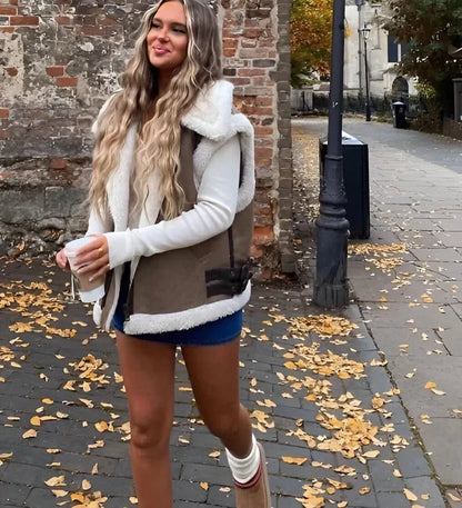 Herbstweste Teddy Damenwarm Winterlich
