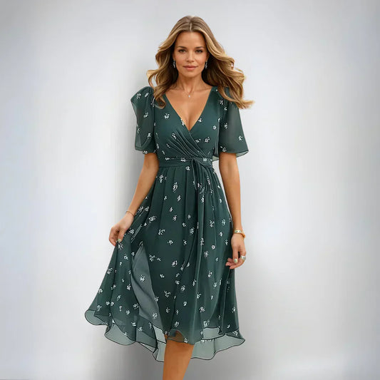Frauen Kleid V-Ausschnitt Elegant Sommer - BerlinGlamour