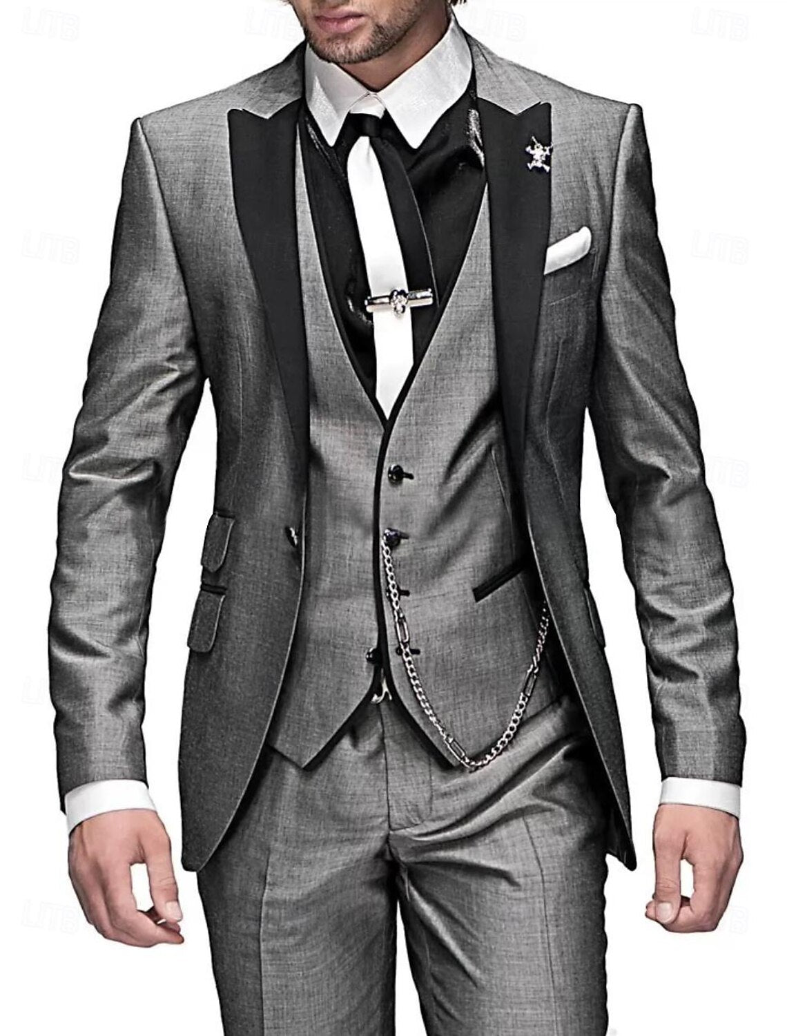Herren Anzug Set: 3-teilig Leinen Business Blazer Hose