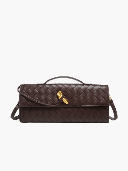 Elegante Gewebte Handtasche Goldverschluss Luxus