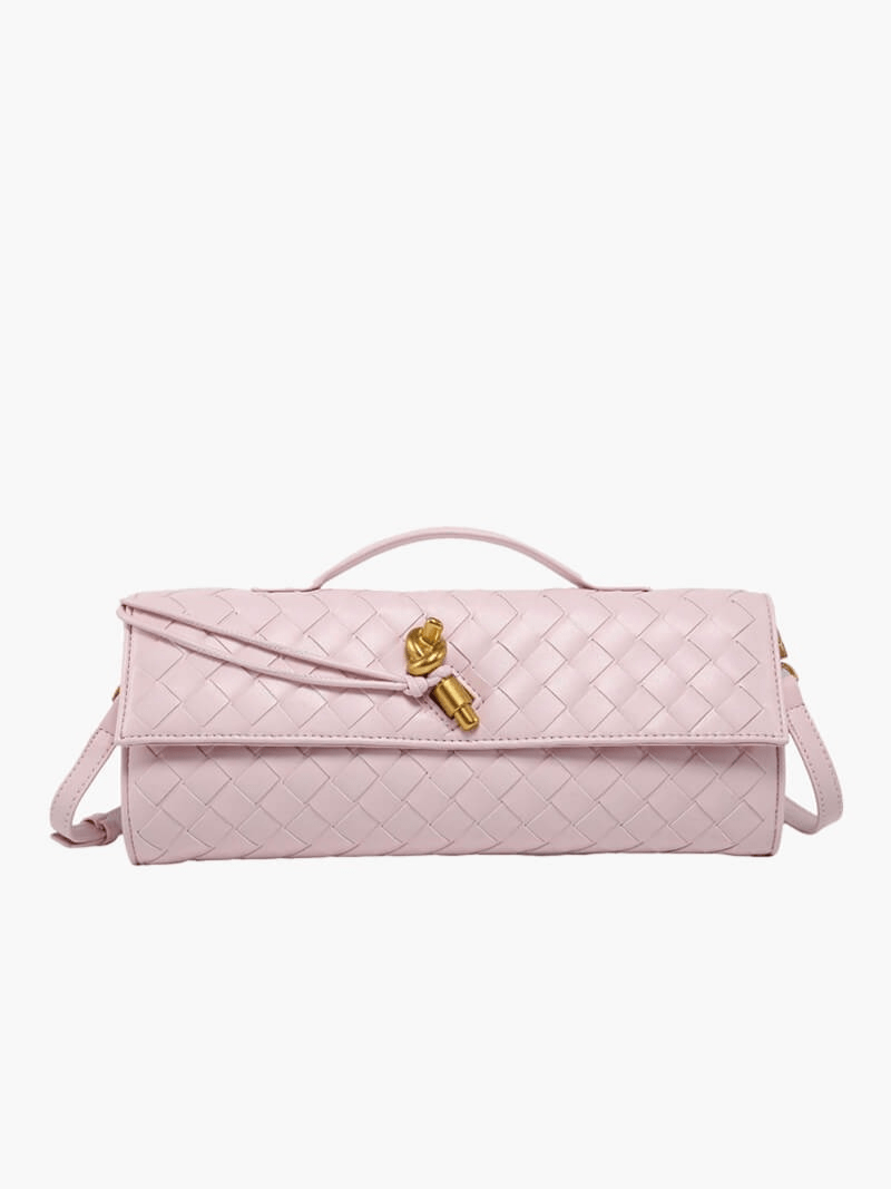 Elegante Gewebte Handtasche Goldverschluss Luxus