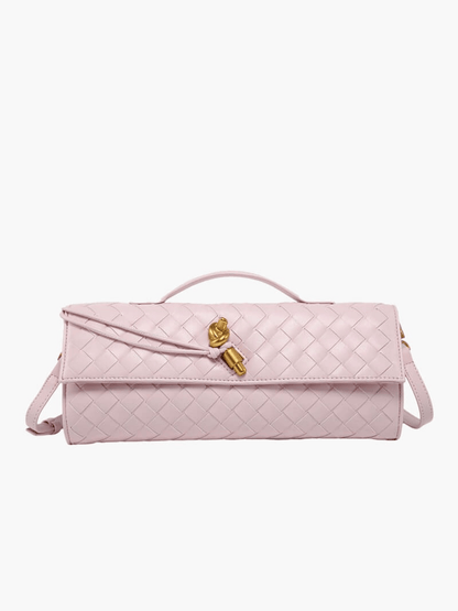 Elegante Gewebte Handtasche Goldverschluss Luxus