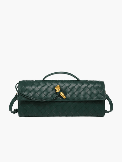 Elegante Gewebte Handtasche Goldverschluss Luxus