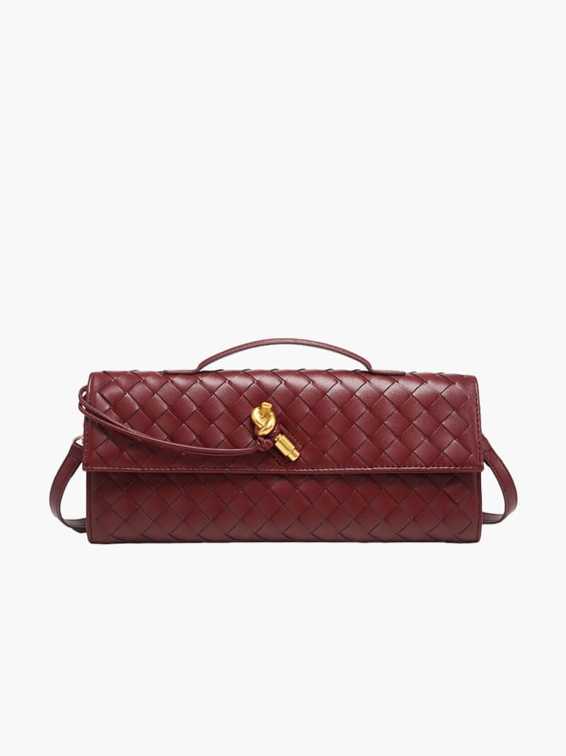 Elegante Gewebte Handtasche Goldverschluss Luxus