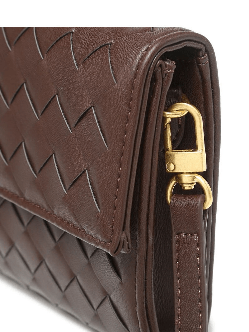 Elegante Gewebte Handtasche Goldverschluss Luxus