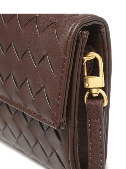 Elegante Gewebte Handtasche Goldverschluss Luxus