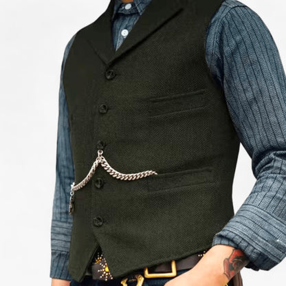Herren Anzugweste Zeitlos Elegant Schwarze Slimfit