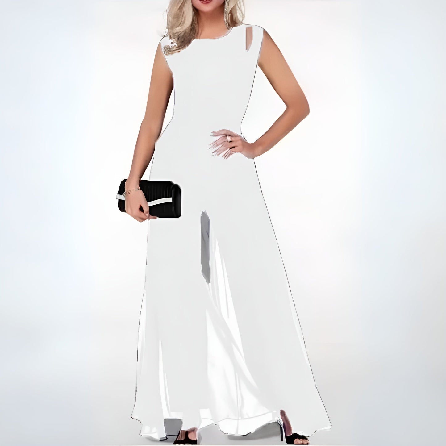 Elegante Chiffon Jumpsuit Ohne Ärmel Abendkleid