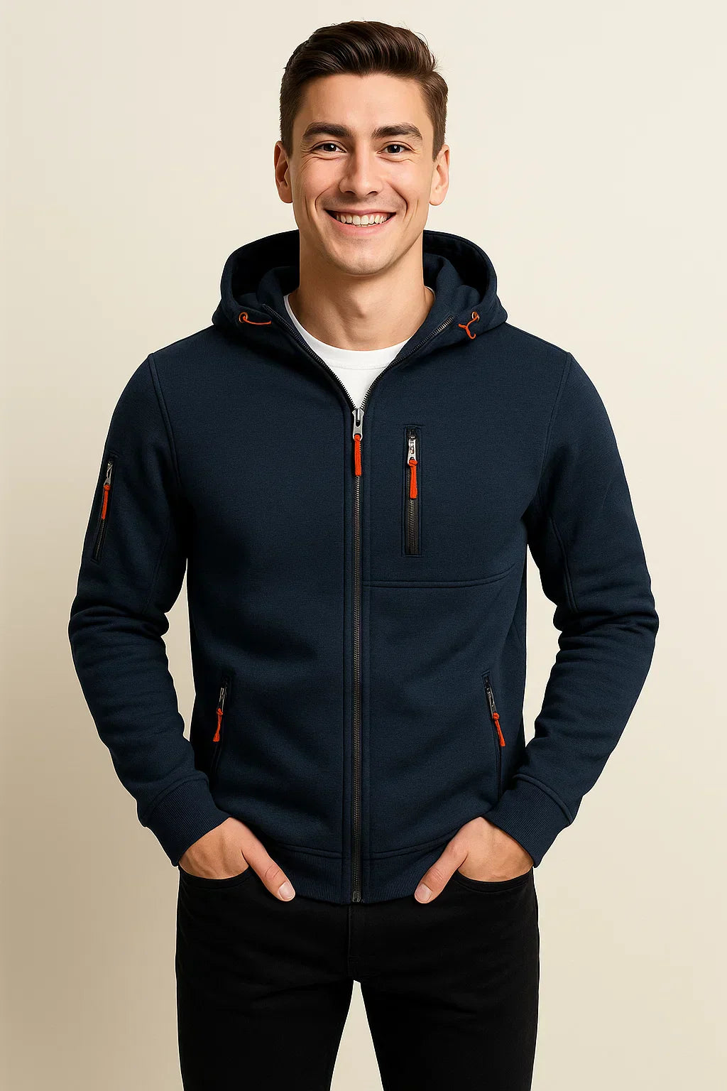 Herren Freizeitjacke Kapuze Taschen Modern Sportlich