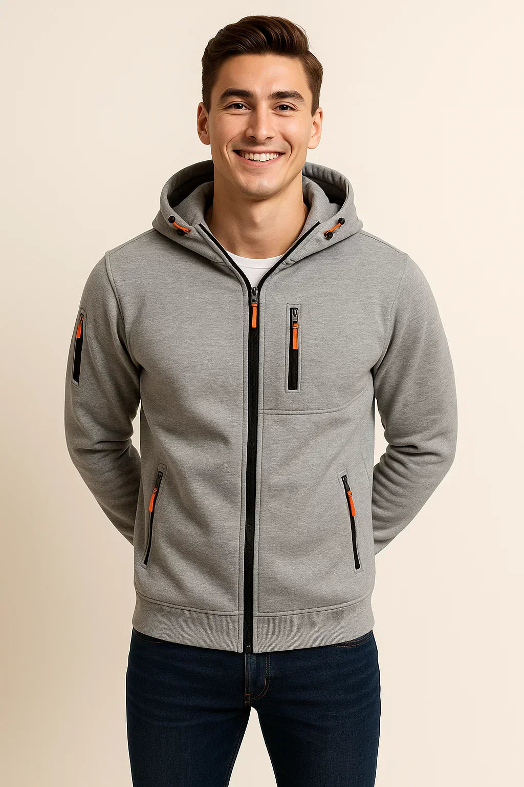 Herren Freizeitjacke Kapuze Taschen Modern Sportlich