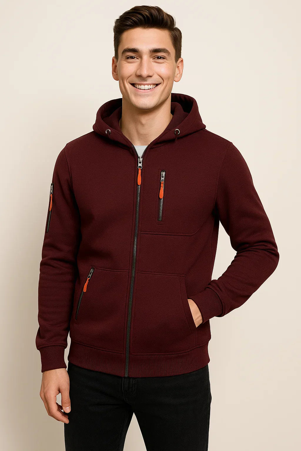 Herren Freizeitjacke Kapuze Taschen Modern Sportlich