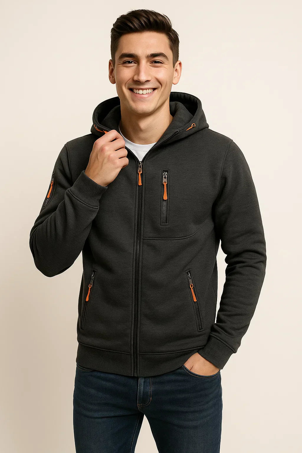 Herren Freizeitjacke Kapuze Taschen Modern Sportlich