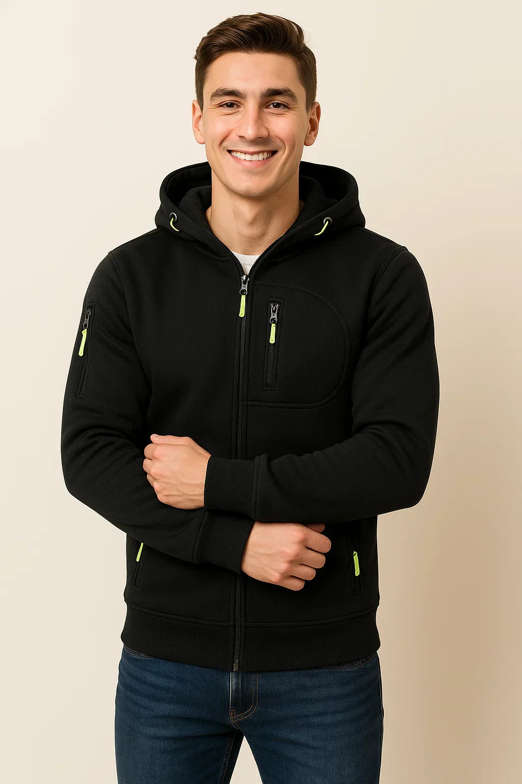 Herren Freizeitjacke Kapuze Taschen Modern Sportlich