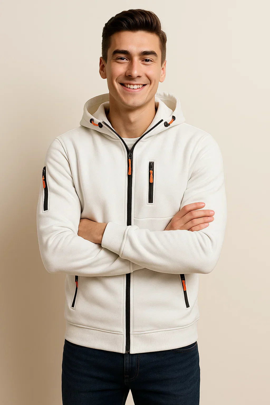 Herren Freizeitjacke Kapuze Taschen Modern Sportlich - BerlinGlamour