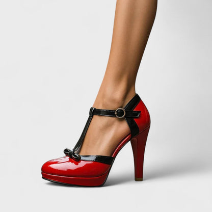 Damen High Heels Plateau Schuhe mit Riemen