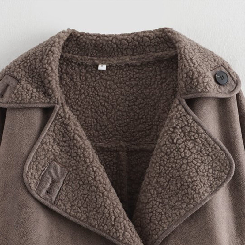 Winterjacke Veloursleder Optik Fleece Futter Luxus