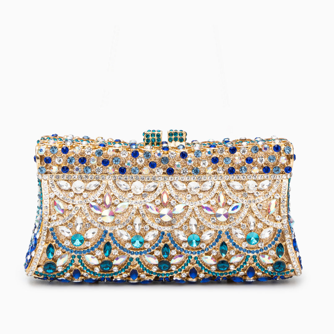 Goldene Clutch mit Kristallen und Strass - BerlinGlamour