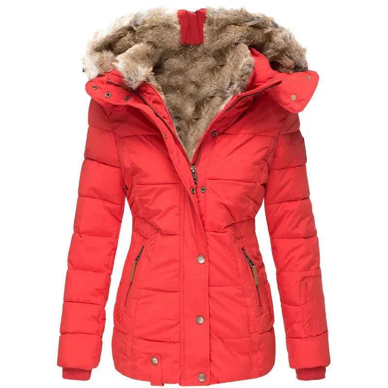 Damen Winterjacke Weich Kunstpelz Kapuze Warm