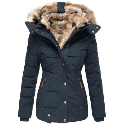 Damen Winterjacke Warm Stilvoll Schwarz