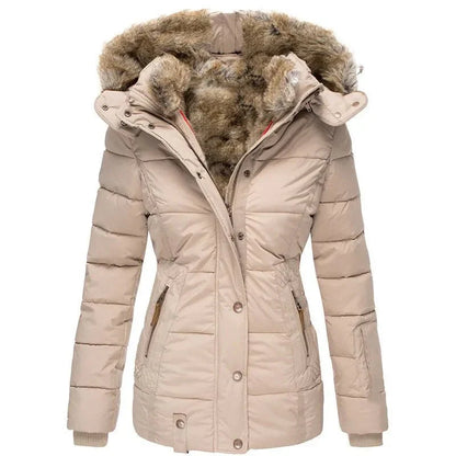 Damen Winterjacke Weich Kunstpelz Kapuze Warm