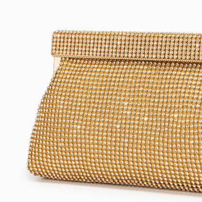 Elegante Clutch Abendtasche Gold Damen mit Kristallen