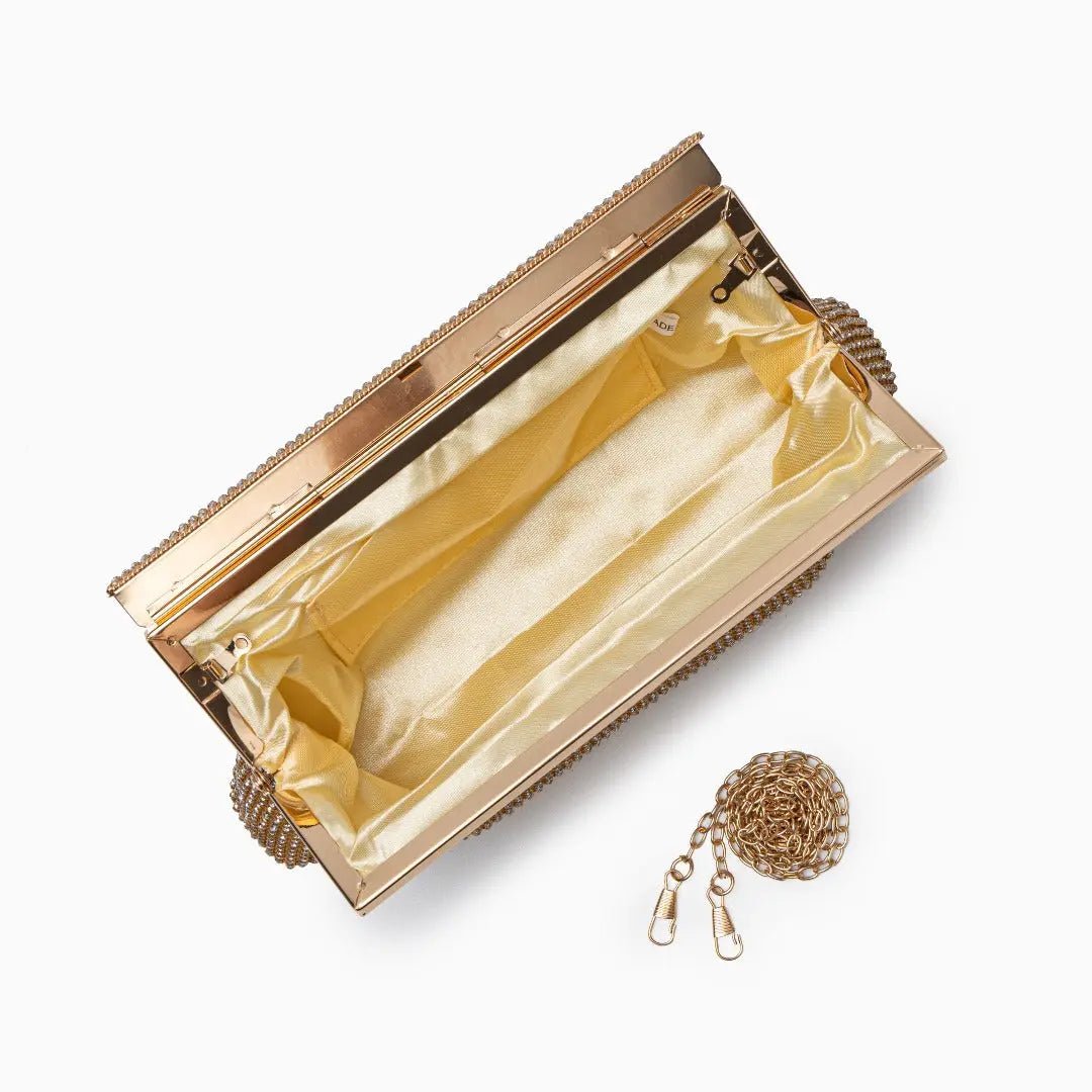 Elegante Clutch Abendtasche Gold Damen mit Kristallen