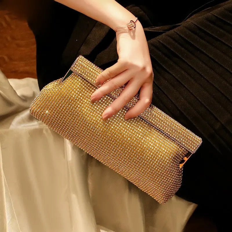 Elegante Clutch Abendtasche Gold Damen mit Kristallen