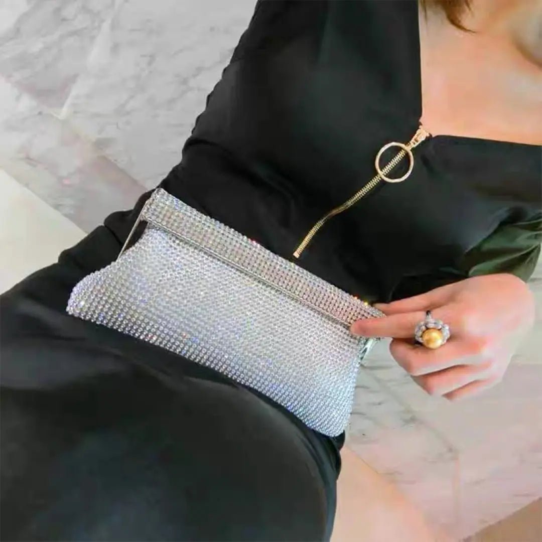 Elegante Clutch Abendtasche Gold Damen mit Kristallen