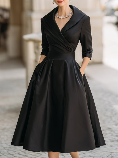 Damen Midikleid Frühling Classic Wickelkleid Elegant - BerlinGlamour