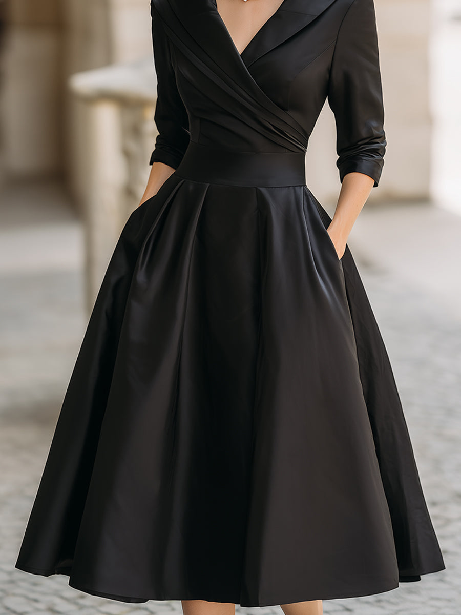 Damen Midikleid Frühling Classic Wickelkleid Elegant