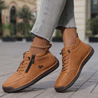 Damen Schnürschuhe Bequem mit Reißverschluss Komfort
