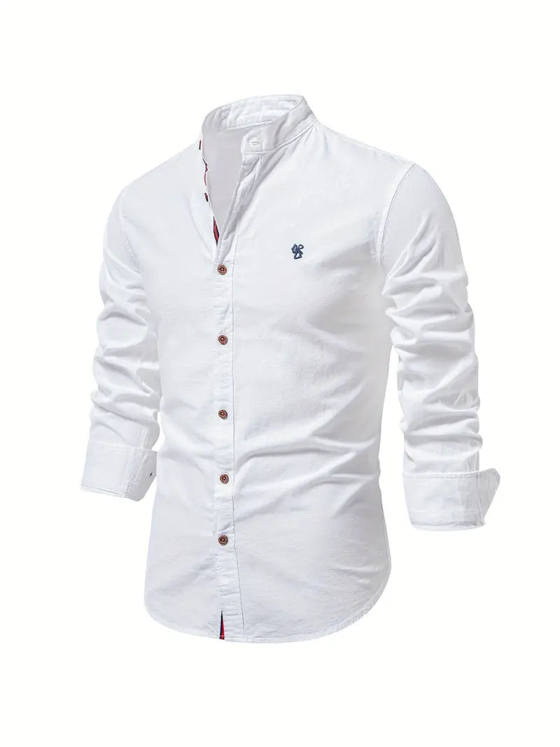 Herren Leinenhemd Knopfverschluss Sommer Modern