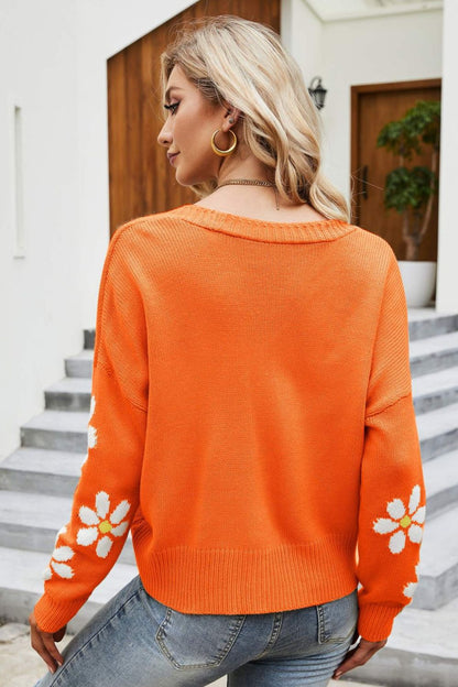 Floral Cardigan Damen Großkaros Drop Schulter