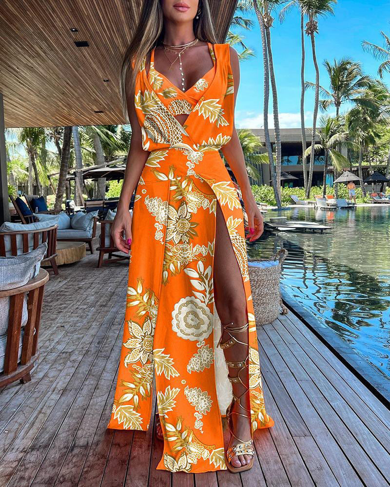 Zweiteiliger Rückenausschnitt-Kleid