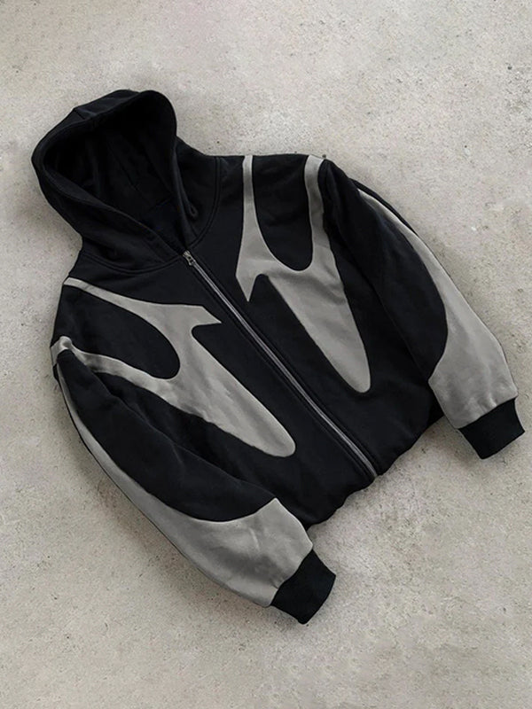Übergroße Herren Hoodie Kontrastfarben Langärmlig Y2K Stil - BerlinGlamour