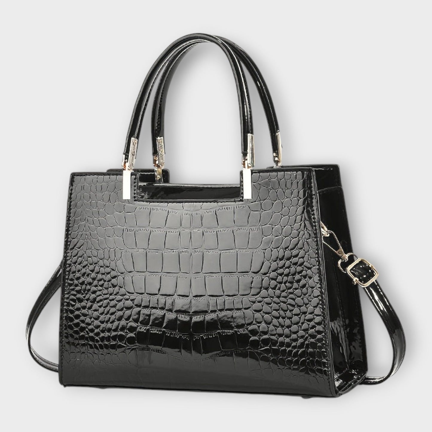 Elegante Damen Handtasche Klassisch Leder Schwarz