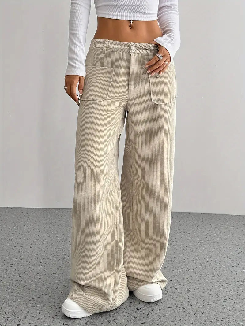 Damenhose Weite Bein Cordhose Frauen Trend - BerlinGlamour