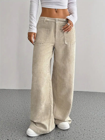 Damenhose Weite Bein Cordhose Frauen Trend - BerlinGlamour