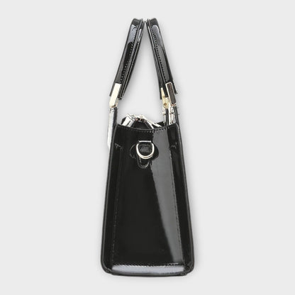 Elegante Damen Handtasche Klassisch Leder Schwarz