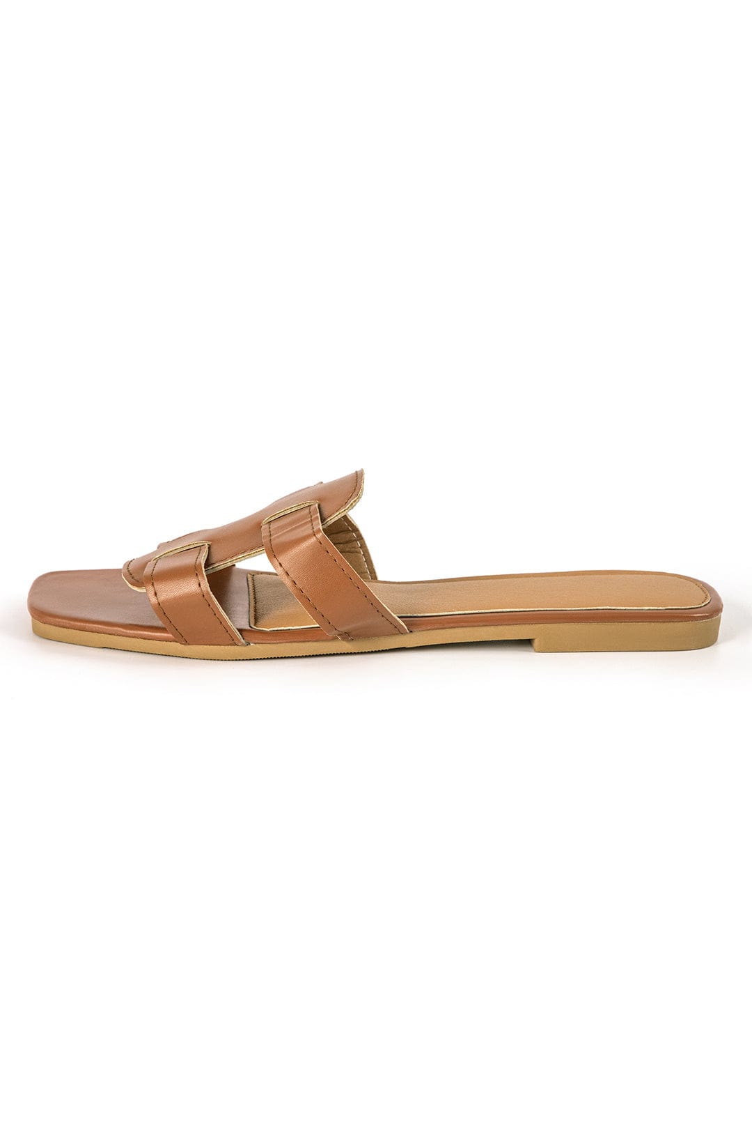 Braune Slides Damen Cut-Out-Design Elegant