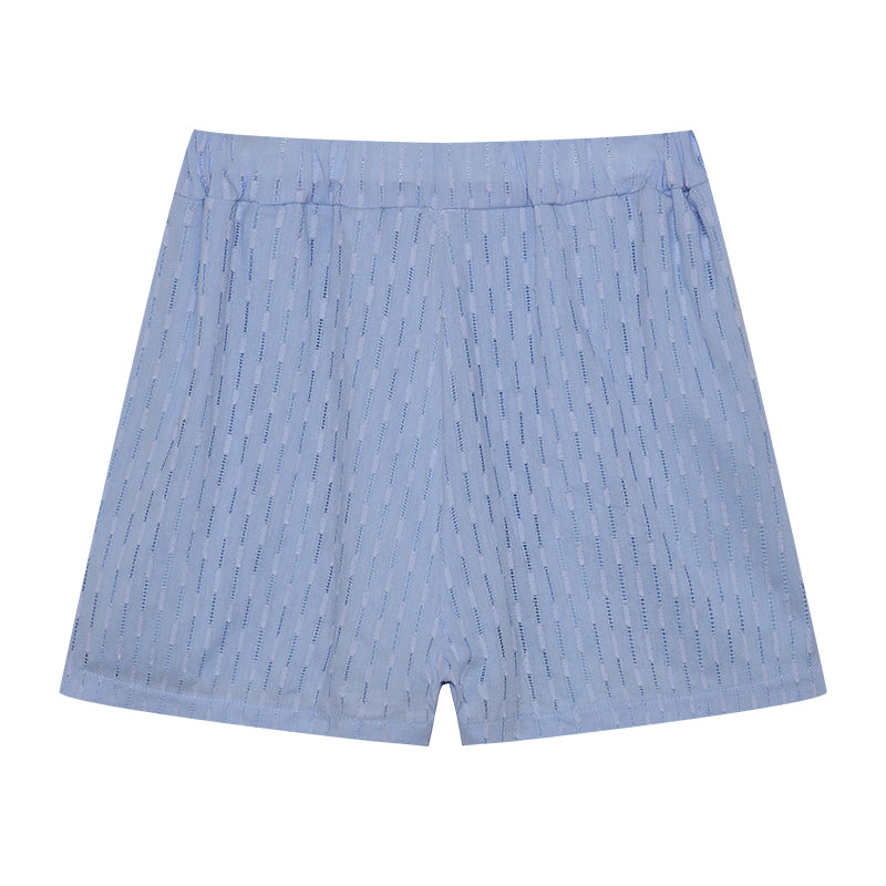 Baumwoll Zweiteiler Damen Oversize Bluse Shorts Leicht