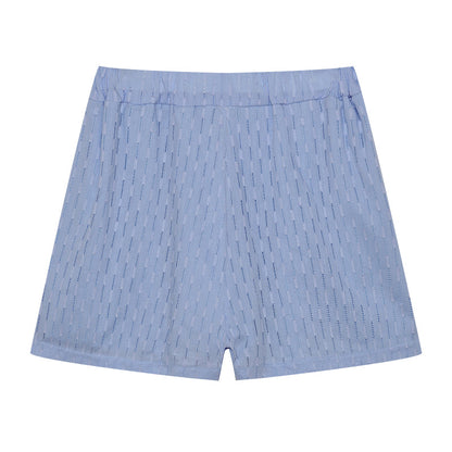 Baumwoll Zweiteiler Damen Oversize Bluse Shorts Leicht