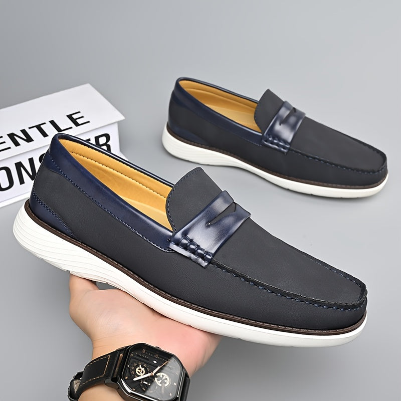 Elegante Herren Loafers Leder Schwarz Modern