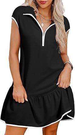 Kurzes Ruby Kleid mit Polokragen und Reißverschluss
