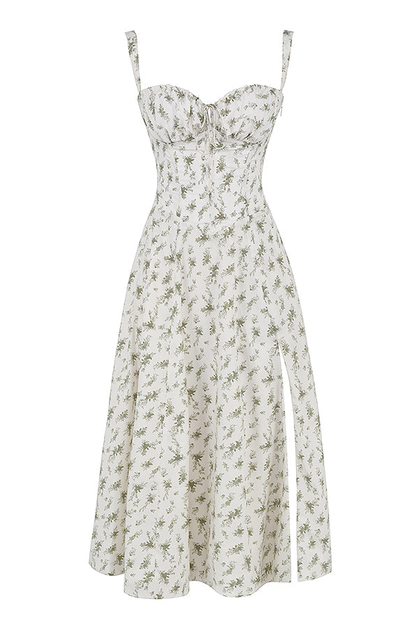 Pastellgrünes Midikleid Taillenformendes Sommerkleid