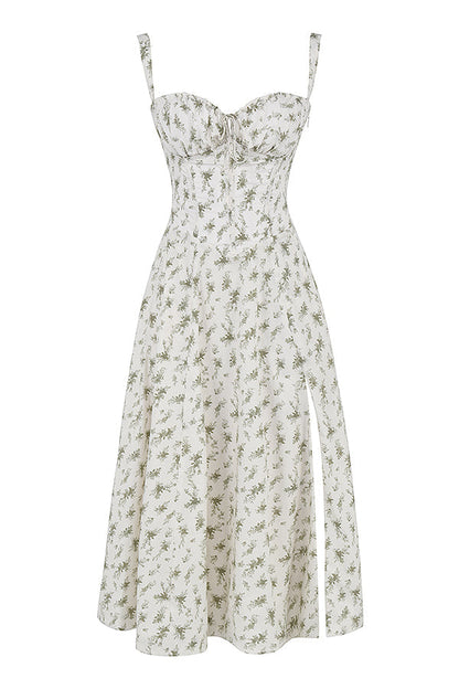Pastellgrünes Midikleid Taillenformendes Sommerkleid