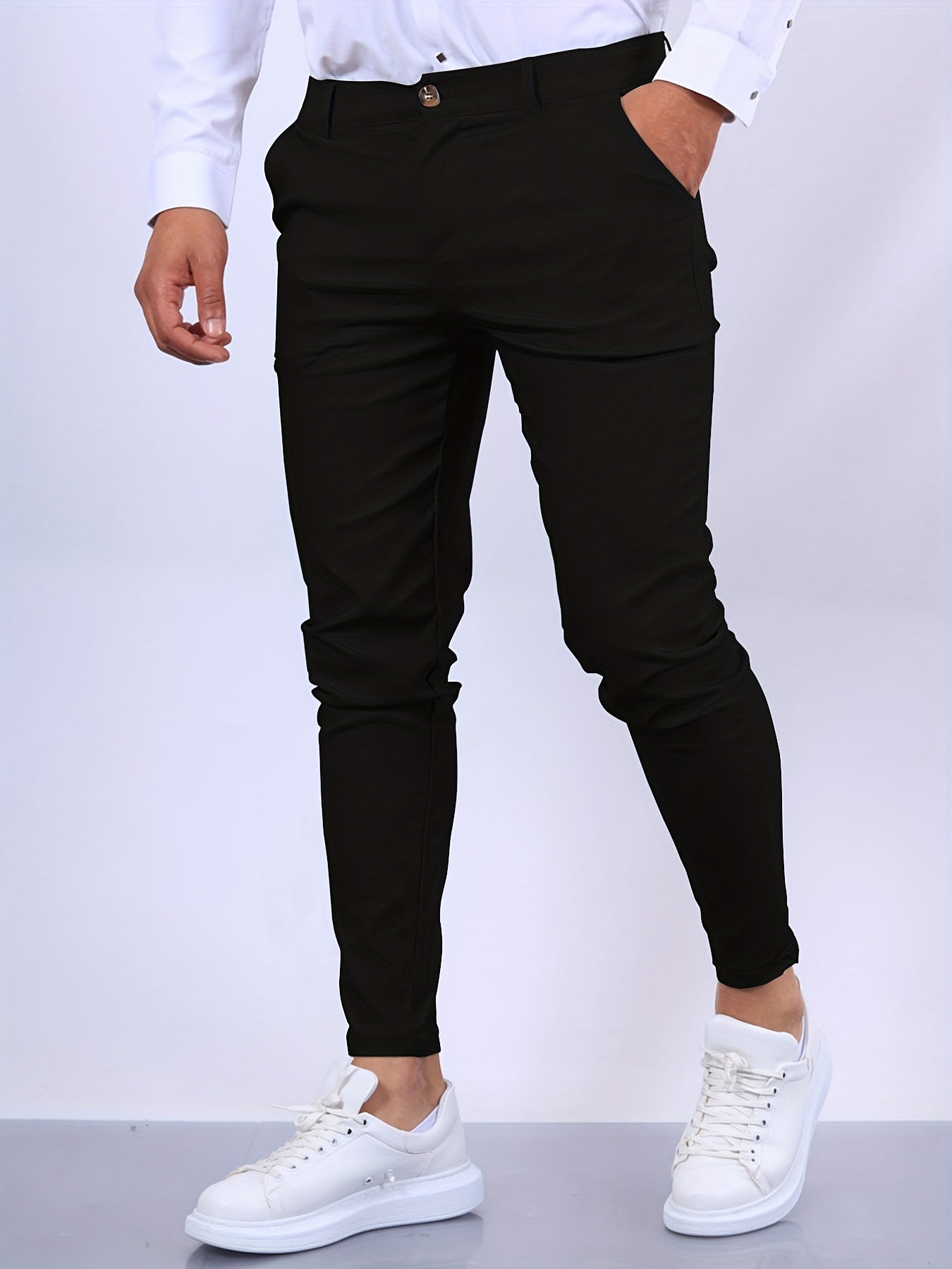 Herren Slim Fit Hose Modern Schick Schwarz