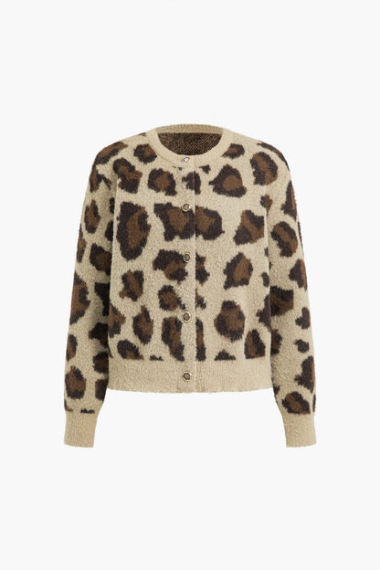 Strickcardigan Leopardenmuster Weich Bequem Damen - BerlinGlamour